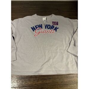 New York Giants NFL‎ Women's Cut V-neck Terry Cloth Sweatshirt Size M Gray New